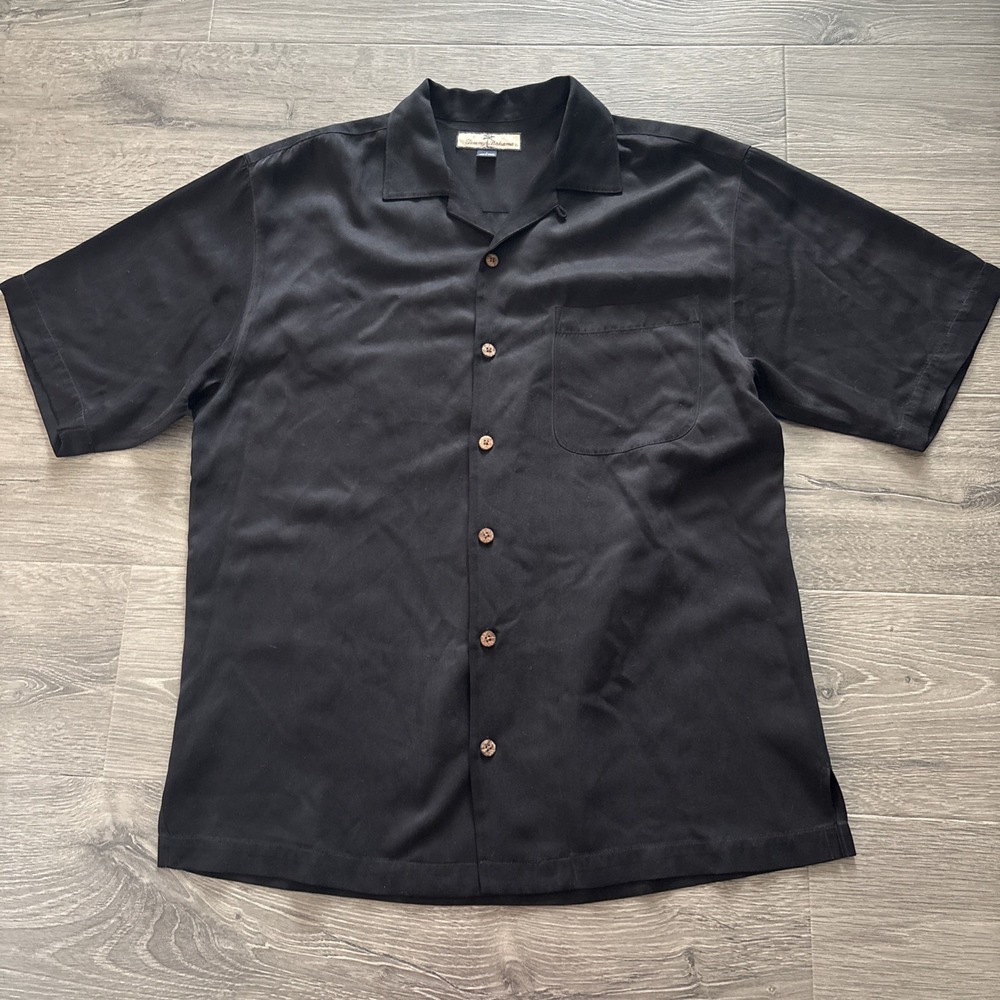 Tommy Bahama Black Short Sleeve Button-Down Camp Shirt